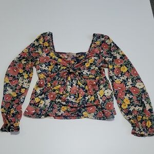 Floral Boho Blouse with Long Blousy Sleeves